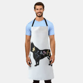 ワイルドフラワーフランスのブルドッグ エプロン (着用した状態)