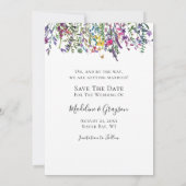 ワイルドフラワーフリードリンク白黒結婚ズ セーブザデート (裏面)