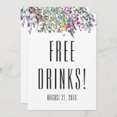 ワイルドフラワーフリードリンク白黒結婚ズ セーブザデート (正面/裏面)