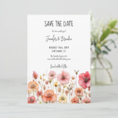 ワイルドフラワーフレッシュプレス日付写真を保存 招待状 (スタンド正面)