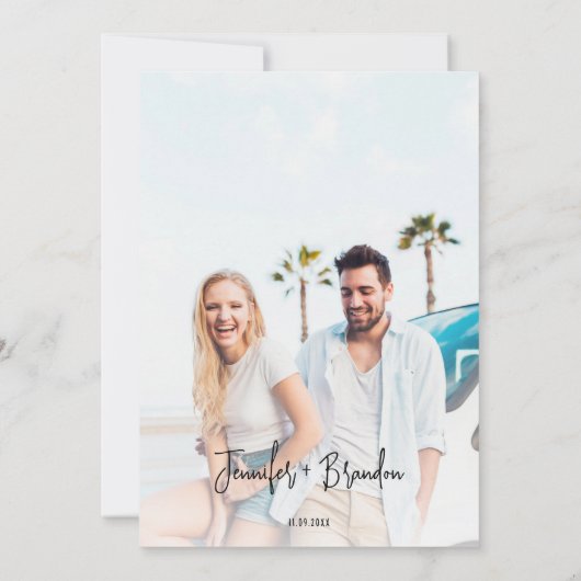 ワイルドフラワーフレッシュプレス日付写真を保存 招待状 (裏面)