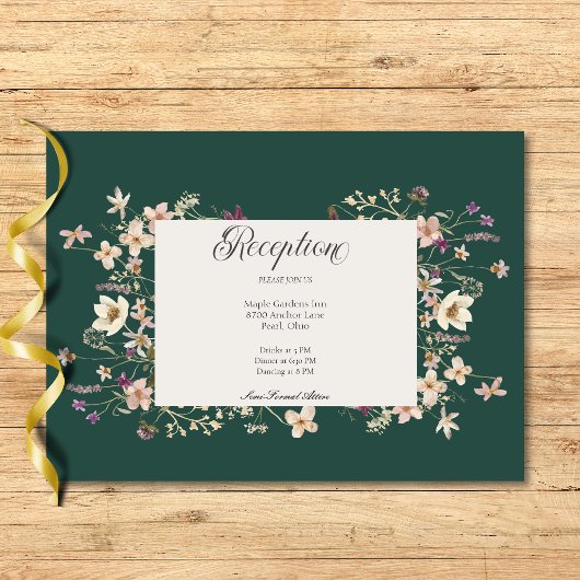 ワイルドフラワーフレームエメラルドグリーン披露宴 エンクロージャーカード