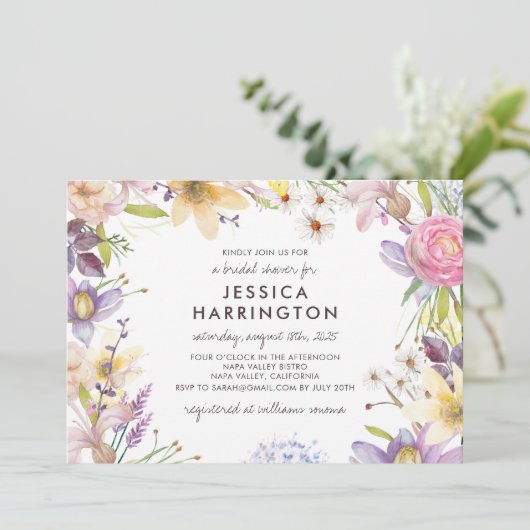 ワイルドフラワーフレームブライダルシャワー 招待状 (スタンド正面)