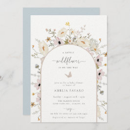 ワイルドフラワーフレームベビーシャワー招待状 招待状