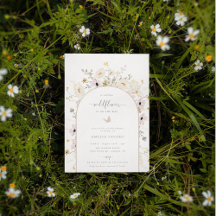 ワイルドフラワーフレームベビーシャワー招待状