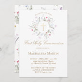ワイルドフラワーフレーム最初の聖餐式 招待状 (正面/裏面)