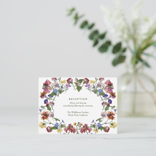 ワイルドフラワーフレーム素朴ボホウェディングレセプション エンクロージャーカード (スタンド正面)