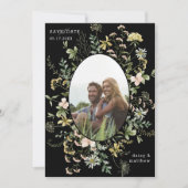 ワイルドフラワーフレーム2写真結婚のQRコードブラック セーブザデート (正面)