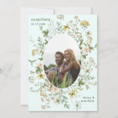 ワイルドフラワーフレーム2写真結婚のQRコードミント セーブザデート (正面)