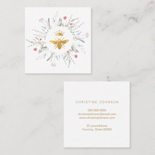 ワイルドフラワーフレームQueen Bee スクエア名刺 (正面/裏面)