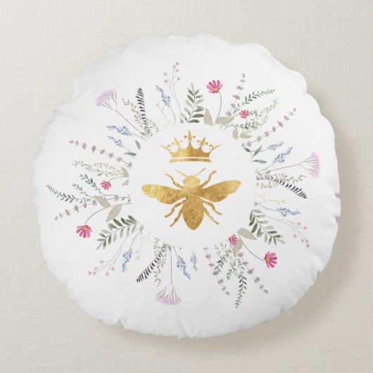 ワイルドフラワーフレームQueen bee ラウンドクッション (正面)