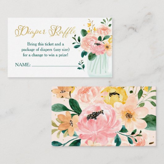 ワイルドフラワーフローラおむつラッフルチケット エンクロージャーカード (正面/裏面)