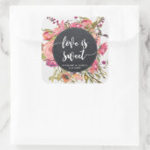 ワイルドフラワーフローラの愛は甘いステッカー結婚の愛 スクエアシール (バッグ)