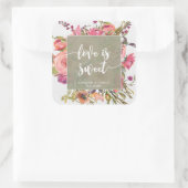 ワイルドフラワーフローラの愛は甘いステッカー結婚の愛 スクエアシール (バッグ)