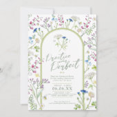 ワイルドフラワーフローラの水彩画結婚のリハーサル 招待状 (正面)