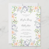 ワイルドフラワーフローラの結婚水色 招待状 (正面)