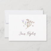 ワイルドフラワーフローラの食事オプション茶色の秋の結婚式 出欠カード (正面)