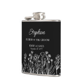 ワイルドフラワーフローラアウトライン結婚任意の色の贈り物 フラスク (左)