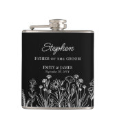 ワイルドフラワーフローラアウトライン結婚任意の色の贈り物 フラスク (正面)