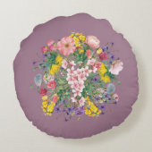 ワイルドフラワーフローラアクセント柔らかい丸い枕 ラウンドクッション (裏面)