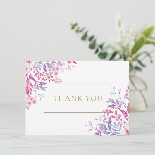 ワイルドフラワーフローラエレガント金ゴールド幾何学模様 サンキューカード (スタンド正面)