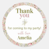 ワイルドフラワーフローラガーデンガール誕生日 ラウンドシール (正面)