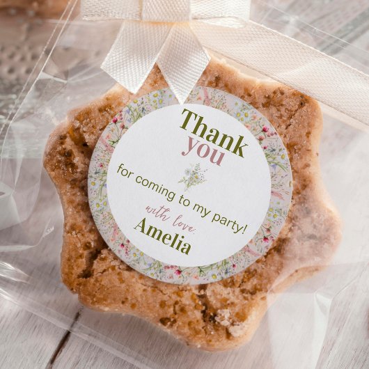 ワイルドフラワーフローラガーデンガール誕生日 ラウンドシール