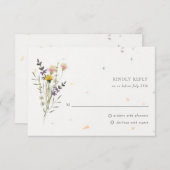ワイルドフラワーフローラガーデンスペクレトンウェディングRSVP 出欠カード (正面/裏面)