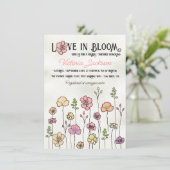 ワイルドフラワーフローラガーデンブライダルシャワー手描き 招待状 (スタンド正面)