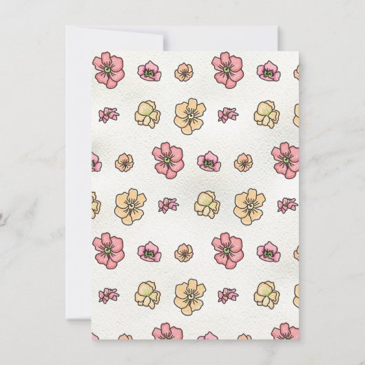 ワイルドフラワーフローラガーデンブライダルシャワー手描き 招待状 (裏面)