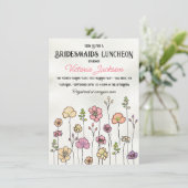 ワイルドフラワーフローラガーデンブライダルシャワー手描き 招待状 (スタンド正面)