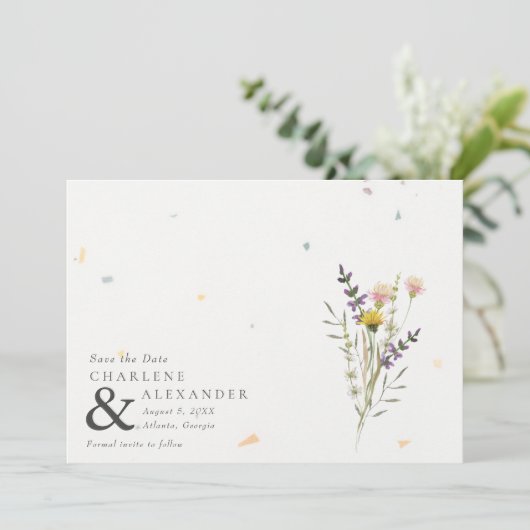 ワイルドフラワーフローラガーデン結婚フォト セーブザデート (スタンド正面)