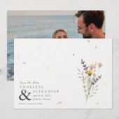 ワイルドフラワーフローラガーデン結婚フォト セーブザデート (正面/裏面)