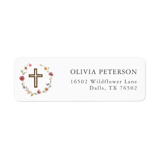 ワイルドフラワーフローラガールバプテスマ差出人住所 ラベル (正面)