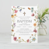 ワイルドフラワーフローラガールバプテスマ招待状 招待状 (スタンド正面)