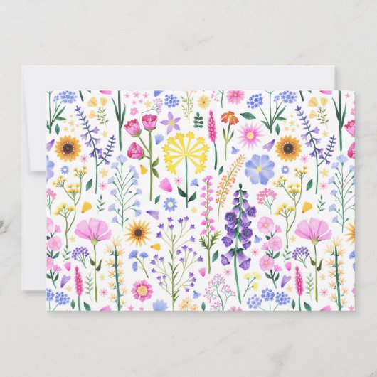 ワイルドフラワーフローラガールファースト誕生日春写真 招待状 (裏面)