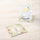 ワイルドフラワーフローラガール第1回誕生日ワン スクエアペーパーコースター (インサイチュ)