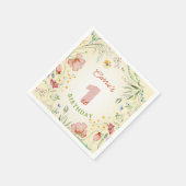 ワイルドフラワーフローラガール第1回誕生日ワン スタンダードカクテルナプキン (角)