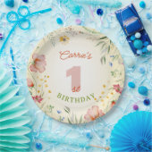 ワイルドフラワーフローラガール第1回誕生日ワン ペーパープレート (パーティー)