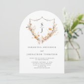 ワイルドフラワーフローラクレストモノグラム結婚ズ 招待状 (スタンド正面)