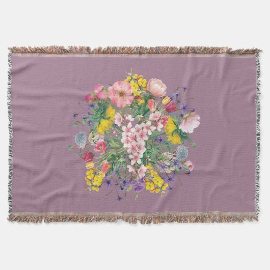 ワイルドフラワーフローラコージーデコールワイルドメドウ開花 スローブランケット (正面)