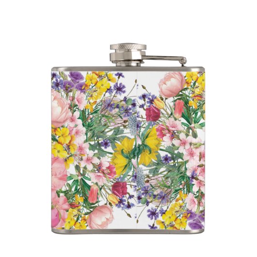 ワイルドフラワーフローラデザインインスパイア自然 フラスク (裏面)