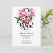 ワイルドフラワーフローラハート鍵ロックブライダルシャワー 招待状 (スタンド正面)
