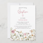 ワイルドフラワーフローラバプテスマ招待状 招待状 (正面)