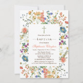 ワイルドフラワーフローラバプテスマ招待状 招待状 (正面)