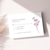 ワイルドフラワーフローラバーガンディーウェディングRSVPカード 出欠カード