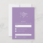 ワイルドフラワーフローラパープル秋の結婚式シンプル 出欠カード (裏面)