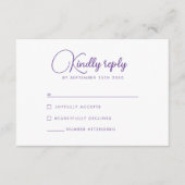 ワイルドフラワーフローラパープル薄紫結婚式RSVP エンクロージャーカード (正面)