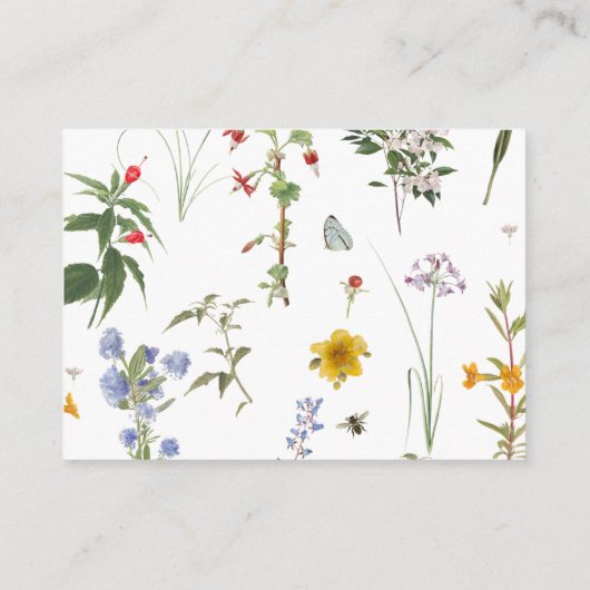 ワイルドフラワーフローラビー水の色の本ベビーシャワー エンクロージャーカード (裏面)