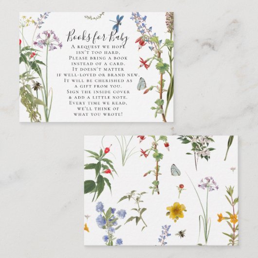 ワイルドフラワーフローラビー水の色の本ベビーシャワー エンクロージャーカード (正面/裏面)